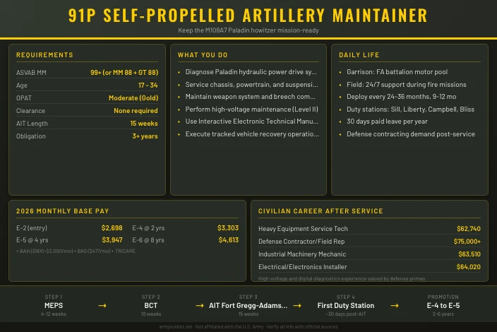 91P Self-Propelled Artillery Systems Maintainer